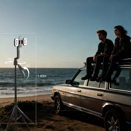 Lenyes LPH119 Yapay Zeka Destekli Dolgu Işıklı Kumandalı 360 Derece Dönebilen Selfie Çubuğu ve Tripod