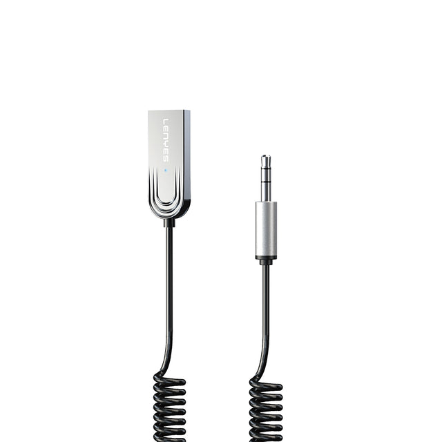 Lenyes LR208 Spiral Kablo Tasarımlı Dahili Mikrofonlu Kablosuz Ses Alıcı AUX Bluetooth v5.3 Adaptör