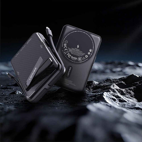 Lenyes P571 PD 22.5W Standlı M-safe Şarj Özellikli Type-C ve Lightning Kablolu Powerbank 15W 10000mAh