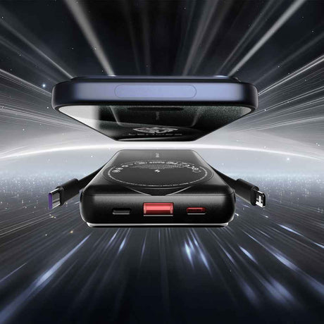 Lenyes P571 PD 22.5W Standlı M-safe Şarj Özellikli Type-C ve Lightning Kablolu Powerbank 15W 10000mAh