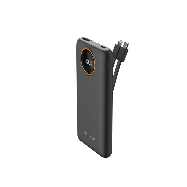 Lenyes P851L Dijital LED Göstergeli Type-C ve Lightning Kablolu Powerbank 22.5W 10000mAh