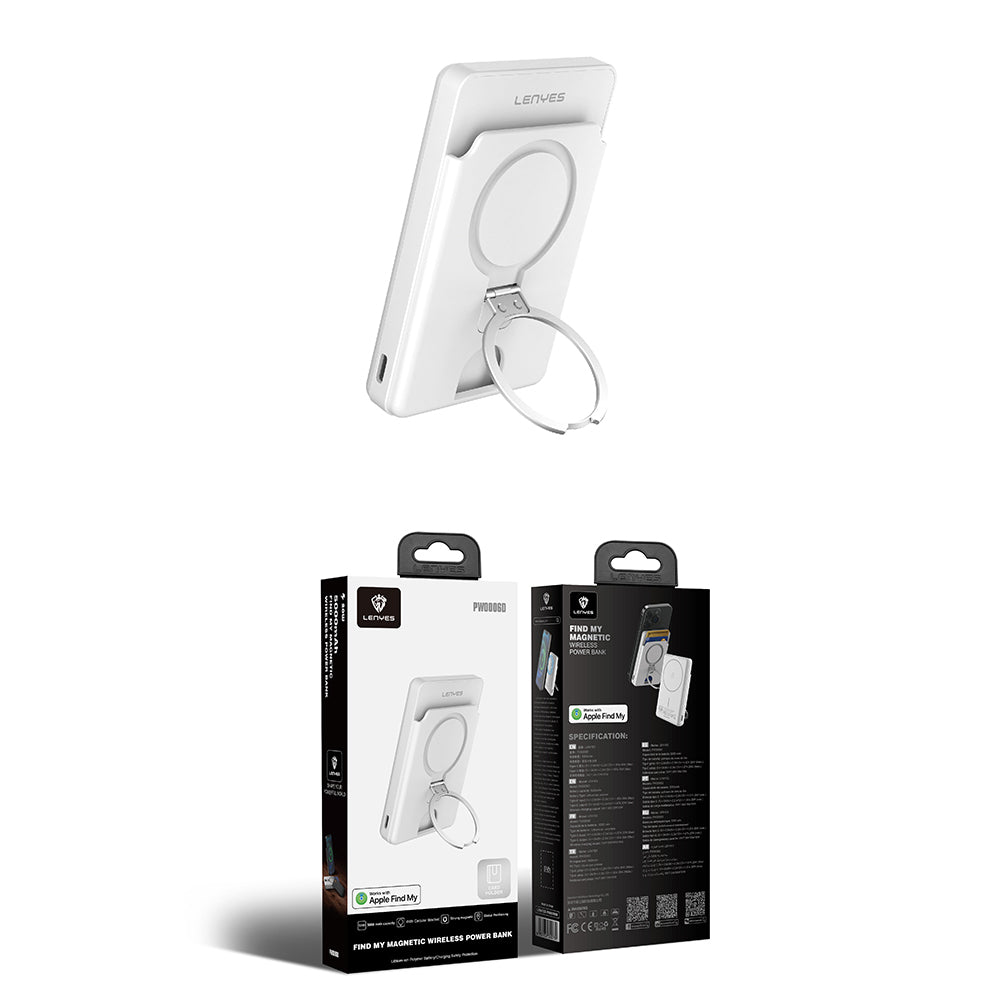 Lenyes PW0006D PD 20W Hızlı Şarj Özellikli Kartlıklı Standlı Wireless Powerbank 15W 5000mAh