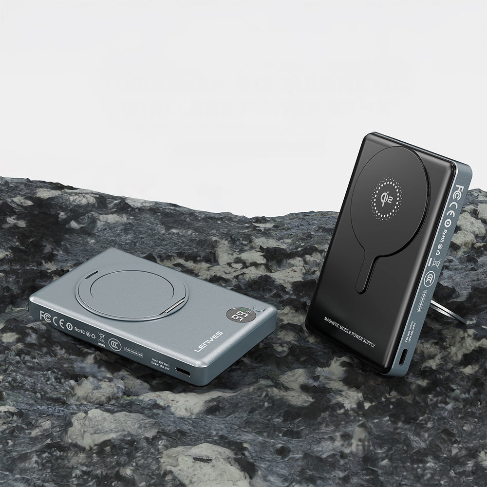 Lenyes PW1013D PD 30W Dijital LED Göstergeli Qi2 Teknolojili Standlı Kablosuz Şarj Özellikli Wireless Powerbank 15W 10000mAh