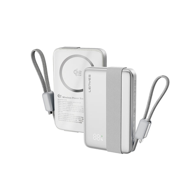 Lenyes PW1019D PD 45W Qi2 Teknolojili Type-C Kablolu Wireless Powerbank 25W 10000mAh