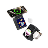 Lenyes PW320 Qi2 Şarj Teknolojili Alarmlı Bluetooth Speaker Özellikli Telefon&Akıllı Saat&Kulaklık 15W 6in1 Kablosuz Şarj Standı