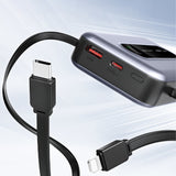 Lenyes PX1002D Dijital LED Göstergeli Teleskopik Type-C ve Lightning Kablolu Powerbank 35W 10.000mAh