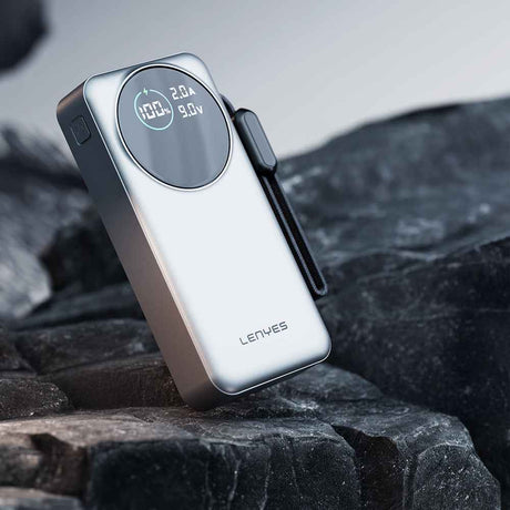 Lenyes PX1004D Dijital LED Ekranlı Lightning Kablolu Powerbank 22.5W 10.000mAh