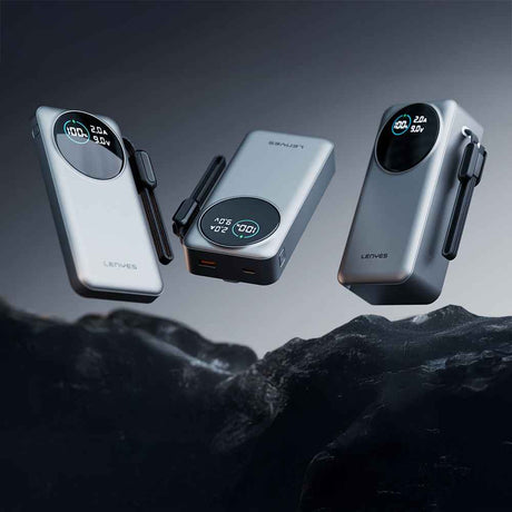 Lenyes PX3004D Dijital LED Ekranlı Lightning Kablolu Powerbank 22.5W 30.000mAh
