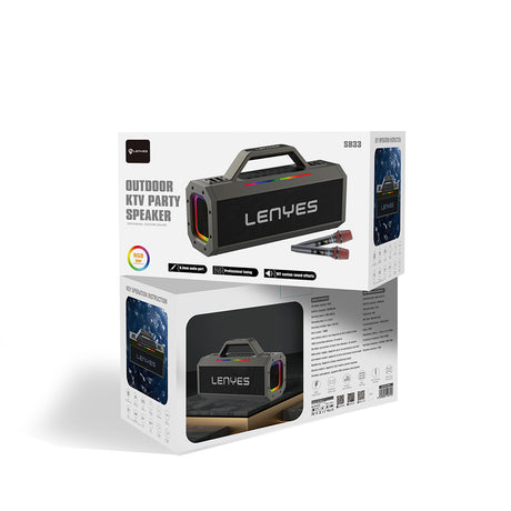 Lenyes S833 RGB Led Işıklı Bluetooth Speaker Hoparlör ve Karaoke Bluetooth Mikrofon v5.0