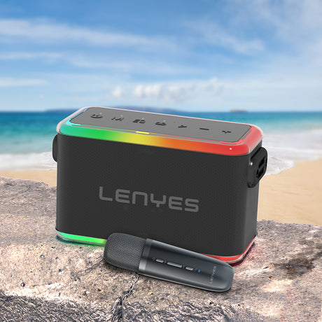Lenyes S834 RGB Led Işıklı Bluetooth Speaker Hoparlör ve Karaoke Bluetooth Mikrofon