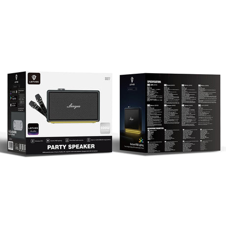 Lenyes S877 Serisi RGB Işıklı Taşınabilir Su Geçirmez Çift Mikrofonlu TWS Bluetooth Hoparlör Speaker v5.3 200W