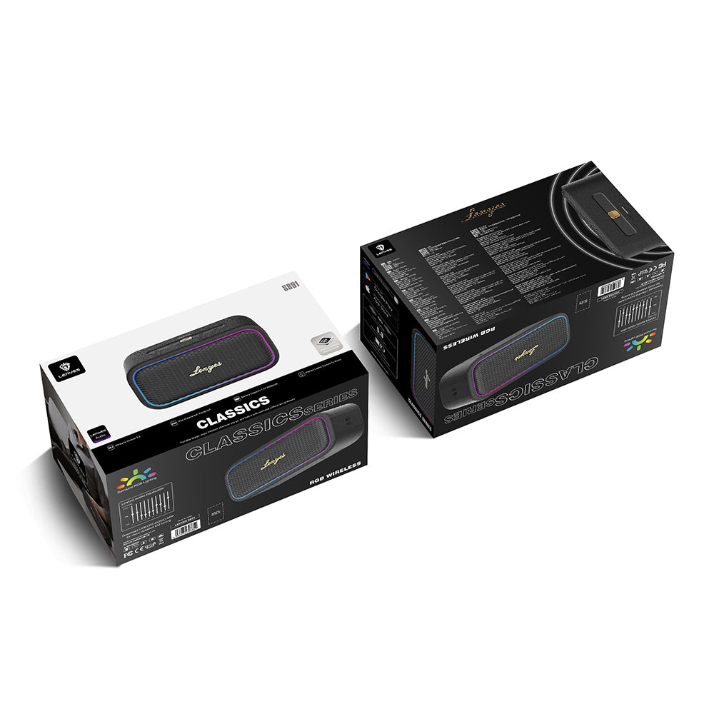 Lenyes S891 RGB Işıklı Taşınabilir Su Geçirmez OTG-TWS Bluetooth Hoparlör v5.3 80W