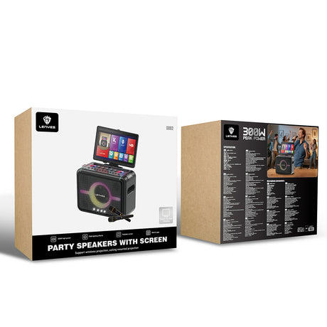 Lenyes S892 RGB Işıklı Mikrofonlu Dokunmatik Ekranlı Taşınabilir TWS Bluetooth Speaker Hoparlör v5.3 300W