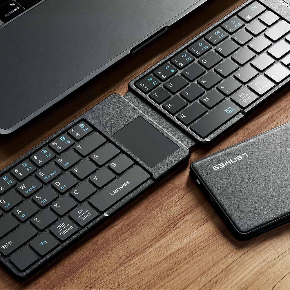Lenyes WK109 Sessiz Tuş Tasarımlı Touch Pad Özellikli Katlanabilir Bluetooth Bağlantılı Kablosuz Klavye