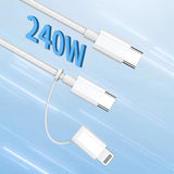 Micflip A22 2in1 PD Type-C to Type-C + Lightning MFI Sertifikalı Data ve Şarj Kablosu 240W 1M