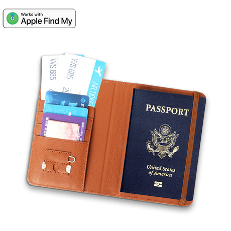 Micflip K02 iOS Cihazlar İçin FindMy Özellikli Pasaport Kart ve Sim Bölmeli Mikrofiber Kablosuz ve Pin Şarj Özellikli Deri Cüzdan