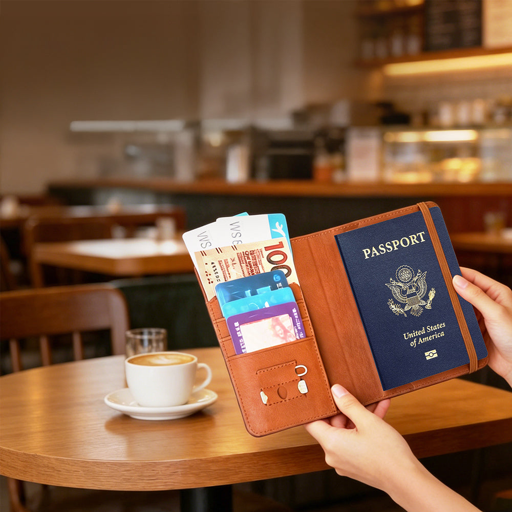 Micflip K02 iOS Cihazlar İçin FindMy Özellikli Pasaport Kart ve Sim Bölmeli Mikrofiber Kablosuz ve Pin Şarj Özellikli Deri Cüzdan