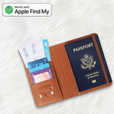 Micflip K02 iOS Cihazlar İçin FindMy Özellikli Pasaport Kart ve Sim Bölmeli Mikrofiber Kablosuz ve Pin Şarj Özellikli Deri Cüzdan