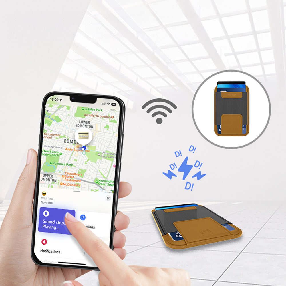 Micflip P065 Ultra İnce Tasarım iOS Cihazlara Özel Kablosuz ve Pin Şarj Özellikli FindMy Destekli Magnetik Standlı Kartlık