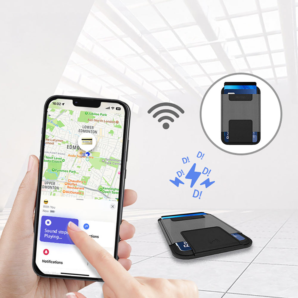 Micflip P065 Ultra İnce Tasarım iOS Cihazlara Özel Kablosuz ve Pin Şarj Özellikli FindMy Destekli Magnetik Standlı Kartlık