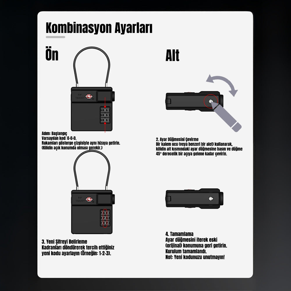 Micflip P25 TSA Kilit ve Find My Takip Özellikli Valiz Seyehat Kiliti