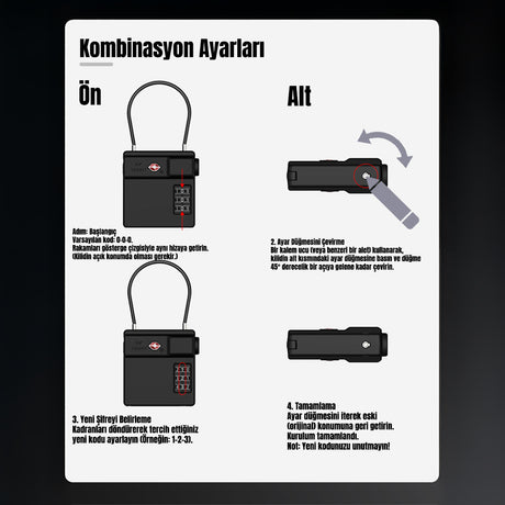 Micflip P25 TSA Kilit ve Find My Takip Özellikli Valiz Seyehat Kiliti