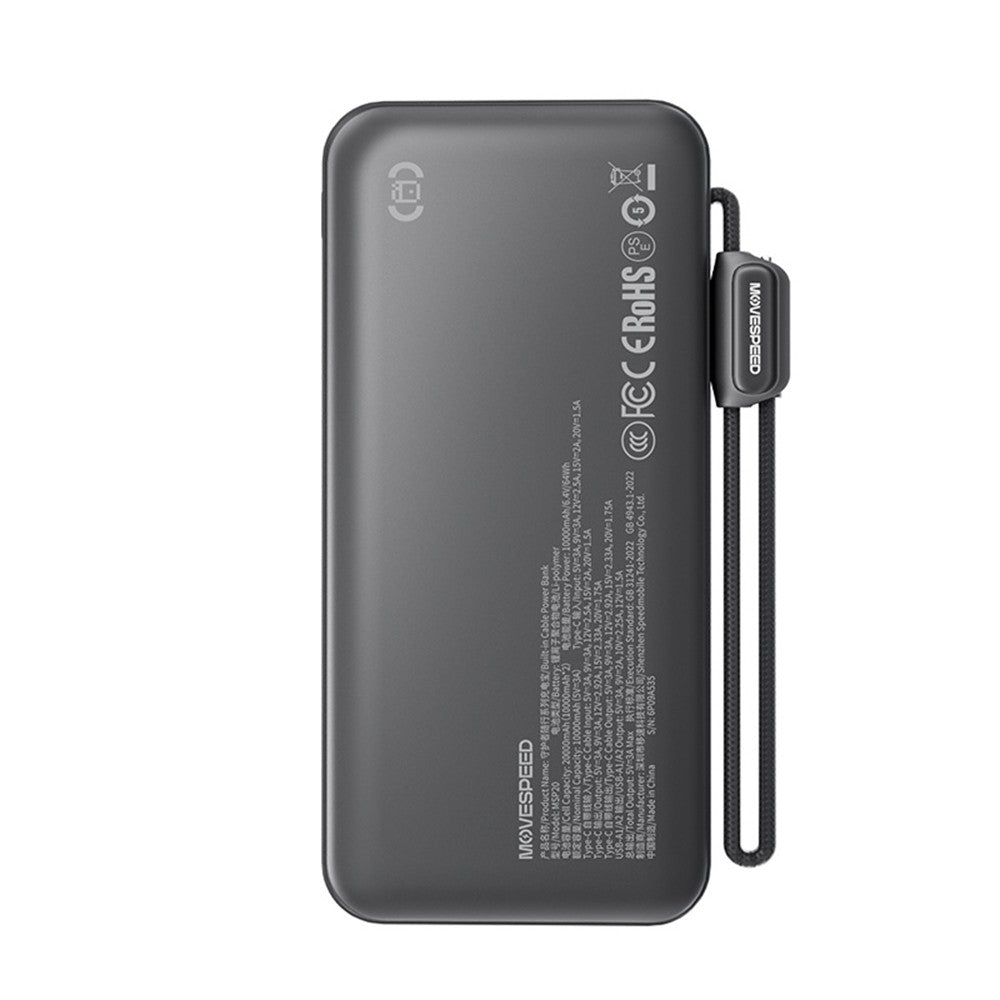 Movespeed MSP19 Dijital LED Göstergeli Type-C Kablolu Powerbank 22.5W 10.000mAh