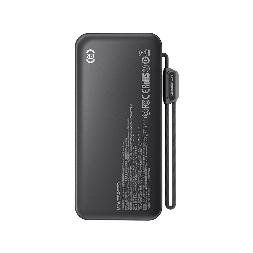Movespeed MSP20 Dijital LED Göstergeli Type-C Kablolu Powerbank 35W 20.000mAh