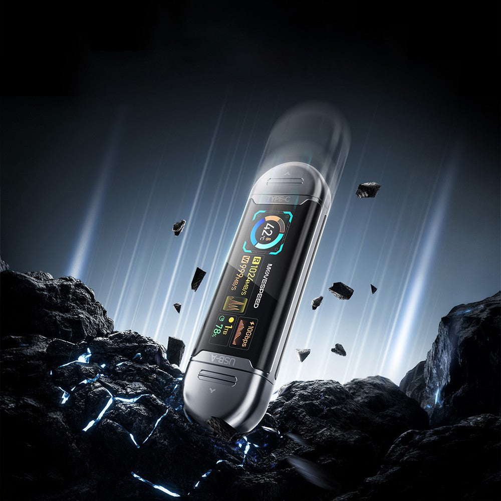 Movespeed MSSU10 LCD Ekranlı 4K ProRes Dual USB-A+Type-C Bağlantılı PSSD Flash Disk 1TB 10Gbps
