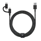 Native Union Belt Serisi 3in1 USB-A to Type-C - Lightning - Micro Şarj Kablosu 2M