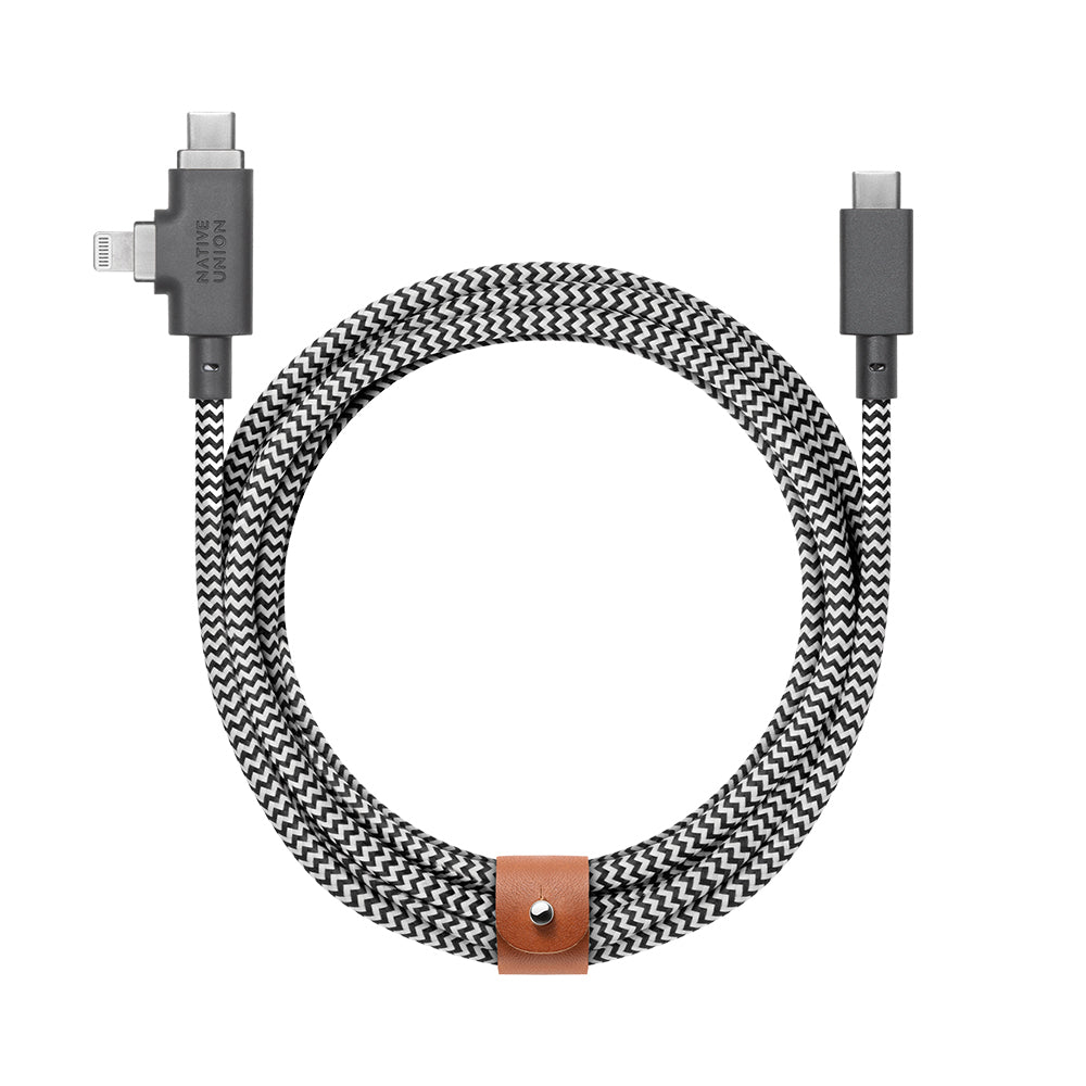 Native Union Belt Serisi Duo Pro Type-C to Type-C - Lightning Şarj Kablosu 240W 2.4M