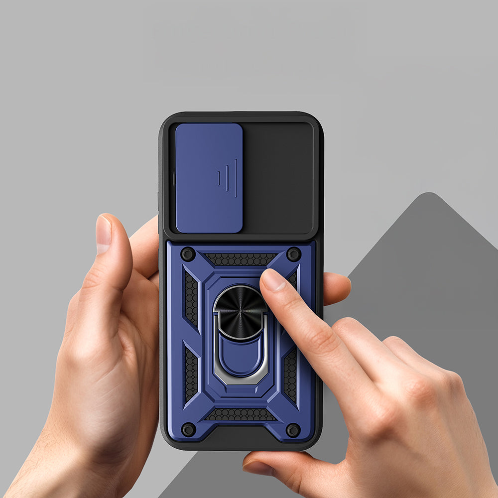 Oppo A6 Pro Kılıf Magnetik Standlı Kamera Korumalı Zore Sürgülü Vega Kapak
