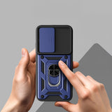 Oppo A6 Pro Kılıf Magnetik Standlı Kamera Korumalı Zore Sürgülü Vega Kapak