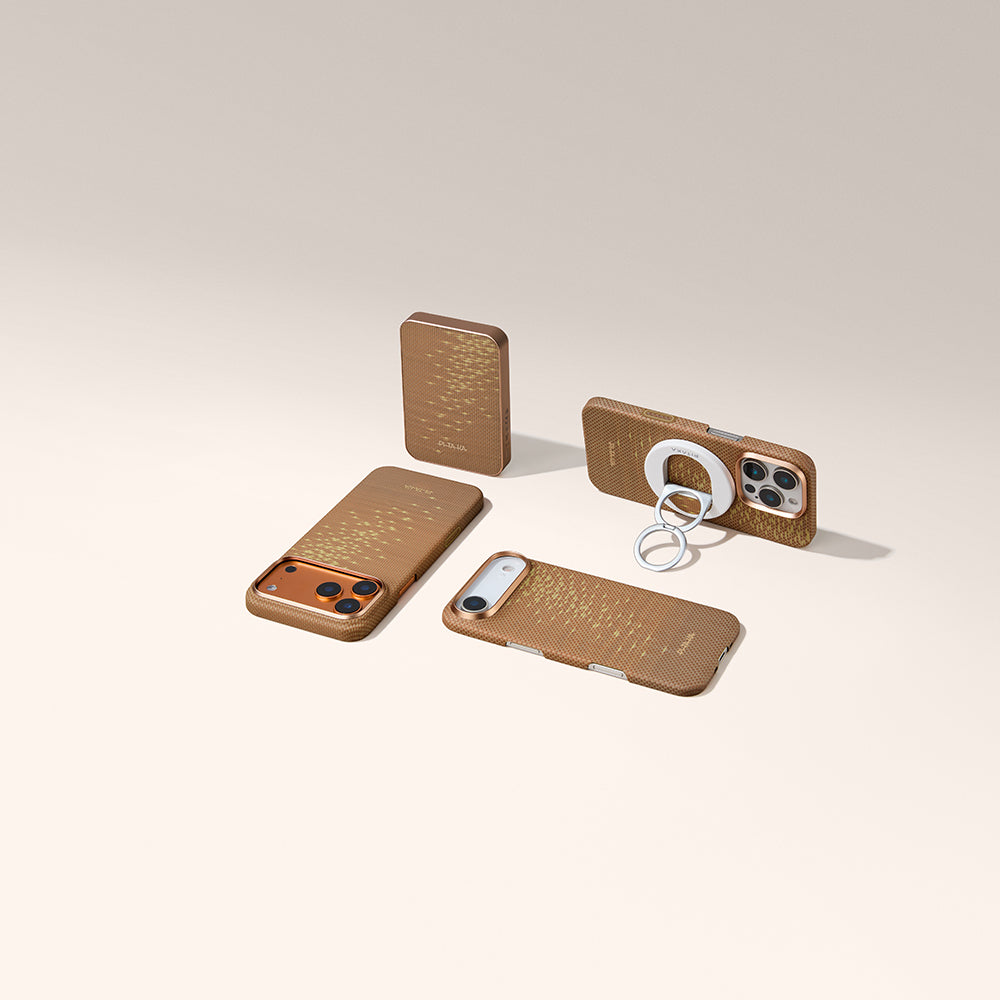 Pitaka Aramid Fiber Glints of Gold Serisi MagEZ Grip 3 Magnetik Ring Stand Telefon Tutucu