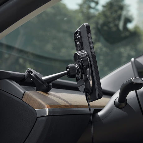 Pitaka MagEZ Pro 2 M-safe Şarj Özellikli Qi2 Tesla Model Y ve Model 3 Uyumlu Aramid Fiber Araç Telefon Tutucu