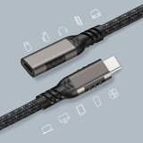 Qgeem Extension USB3.2 Type-C PD Uzatma Kablosu 100W 20Gbps 4K@60Hz 0.5 Metre