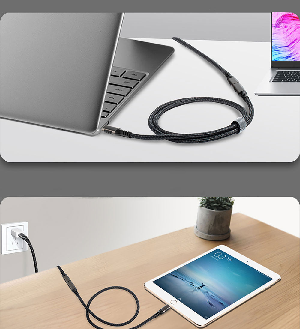 Qgeem Extension USB3.2 Type-C PD Uzatma Kablosu 100W 20Gbps 4K@60Hz 1.5 Metre