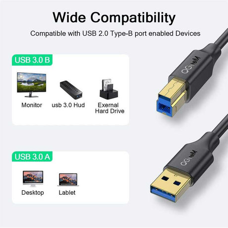 Qgeem QG-CVQ20 Usb Type-A To Usb Type-B Kablo 0.91M