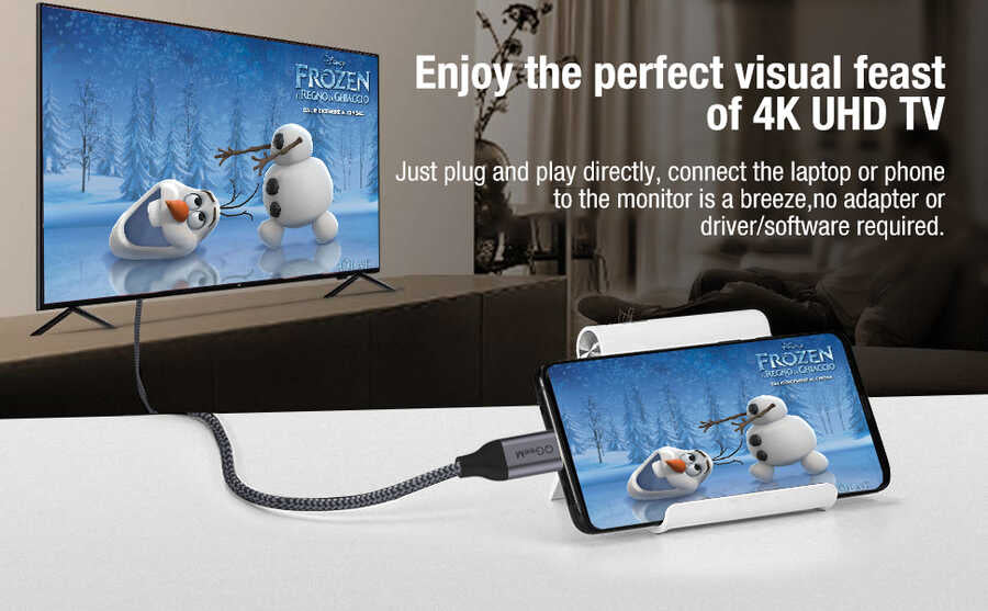 Qgeem QG-UA09 Type-C To HDMI Kablo 3M