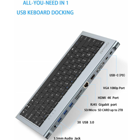 Qgeem QG-UH-11-2 Type-C Hub Klavye