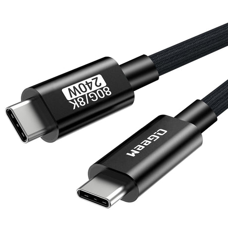 Qgeem QG05 Type-C to Type-C USB5 PD Data Kablosu 240W 80Gbps 8K@60Hz 1.2 Metre