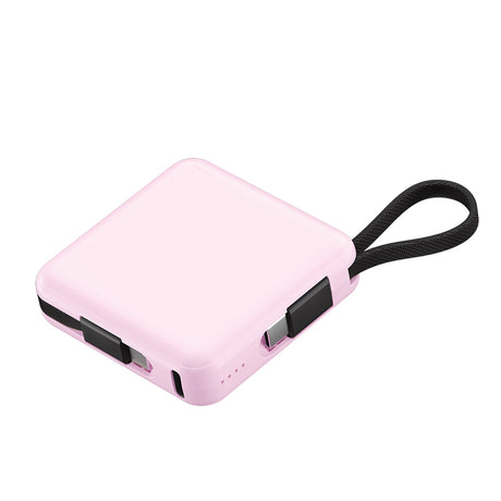 Raptic Lightning ve Type-C Kablolu Dijital LED Göstergeli Askılı Powerbank 5000mAh Kompakt ve Taşınabilir Tasarım