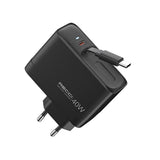 Recci RC102E GaN Teknolojili Hızlı Şarj Başlığı USB-A to Type-C PD 40W Type-C Kablolu Şarj Seti