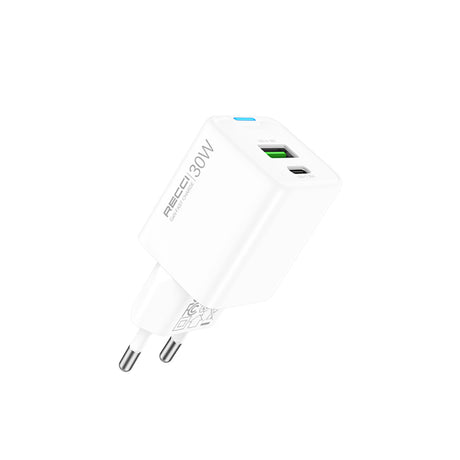 Recci RC107E Type-C PD & USB-A GaN Teknolojili Hızlı Şarj Başlığı 30W