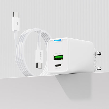 Recci RC108E GaN Teknolojili Hızlı Şarj Başlığı Type-C to Type-C PD 45W Kablolu Şarj Seti