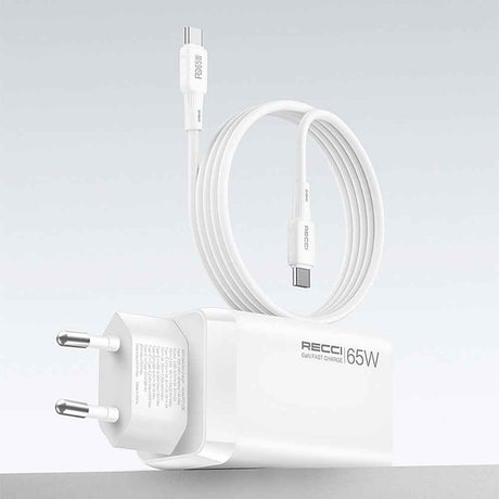 Recci RC123E Type-C PD GaN Teknolojili Mini Hızlı Şarj Seti 65W 1M