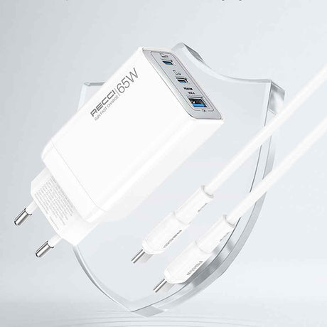 Recci RC123E Type-C PD GaN Teknolojili Mini Hızlı Şarj Seti 65W 1M