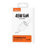 Recci RC132E Type-C PD GaN Teknolojili Mini Hızlı Şarj Seti 45W 1M