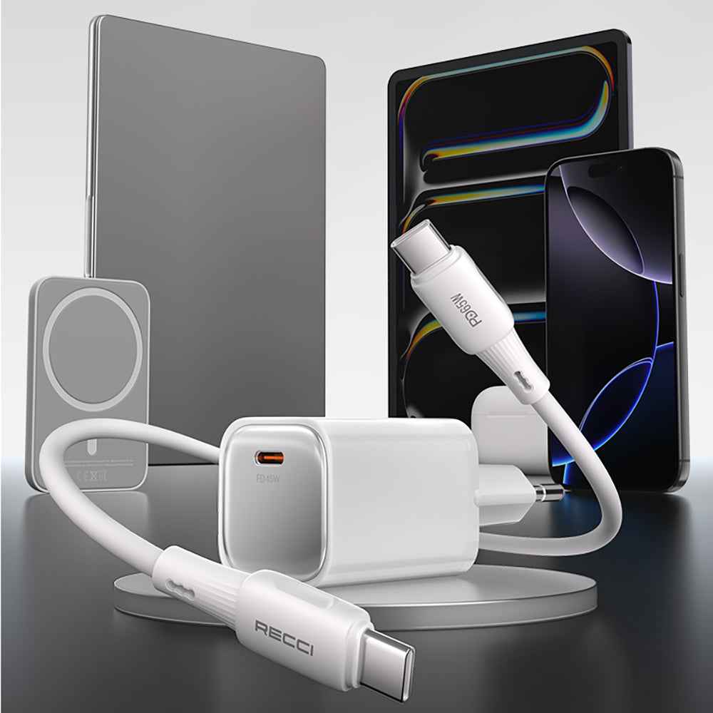 Recci RC132E Type-C PD GaN Teknolojili Mini Hızlı Şarj Seti 45W 1M