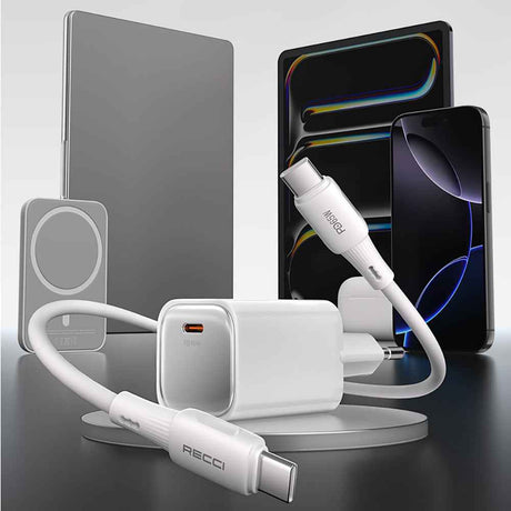 Recci RC132E Type-C PD GaN Teknolojili Mini Hızlı Şarj Seti 45W 1M